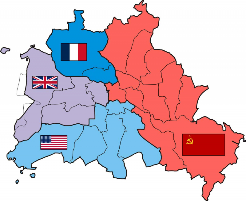 Karte von Berlin mit Sektorengrenzen 